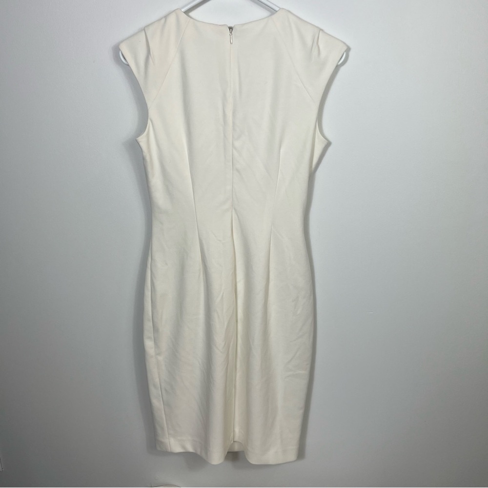 Calvin Klein white Dress Sheath Sleeveless Ruched White Lined Size 4 - Picture 2 of 4